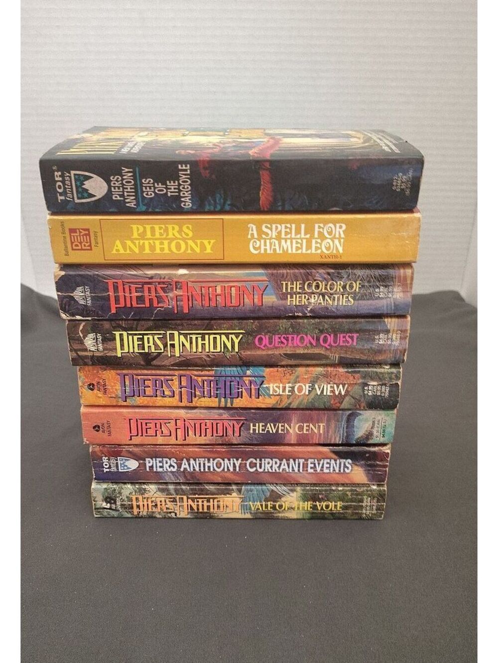 Piers Anthony Xanth Fantasy Lot of 8 Vintage Paperbacks Vale Vole Question Quest